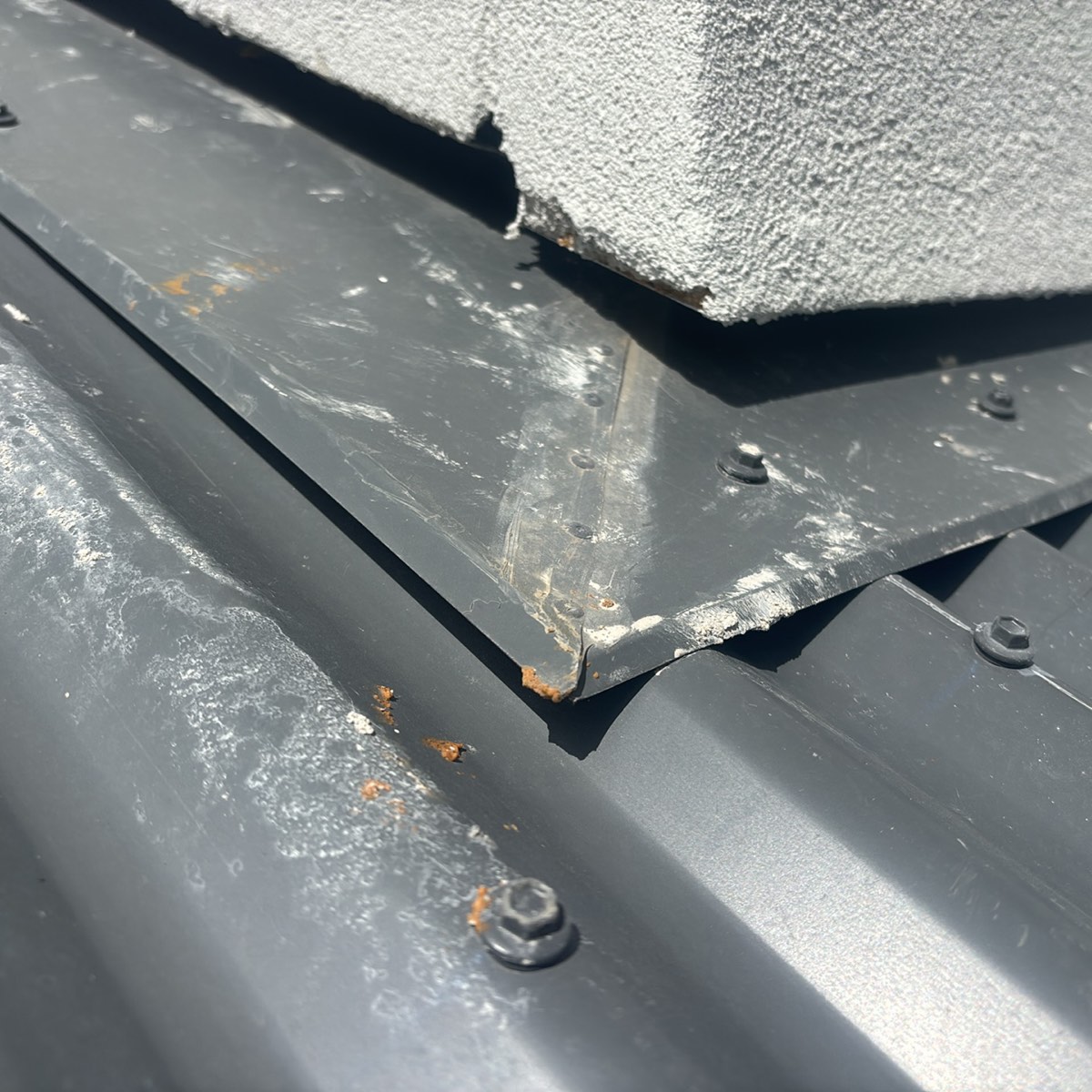 Damaged, scratched or dented roof cladding, recorded during a pre-handover inspection in Craigieburn